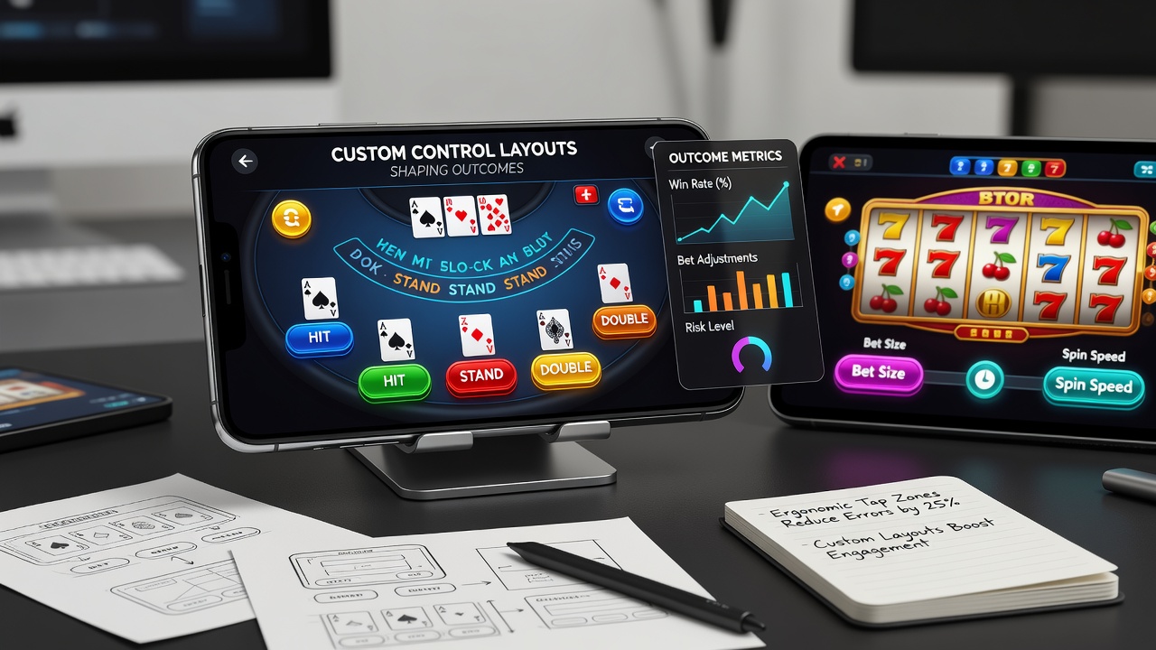 Close-up of slot game interface on mobile with repositioned spin and bet controls for one-handed operation