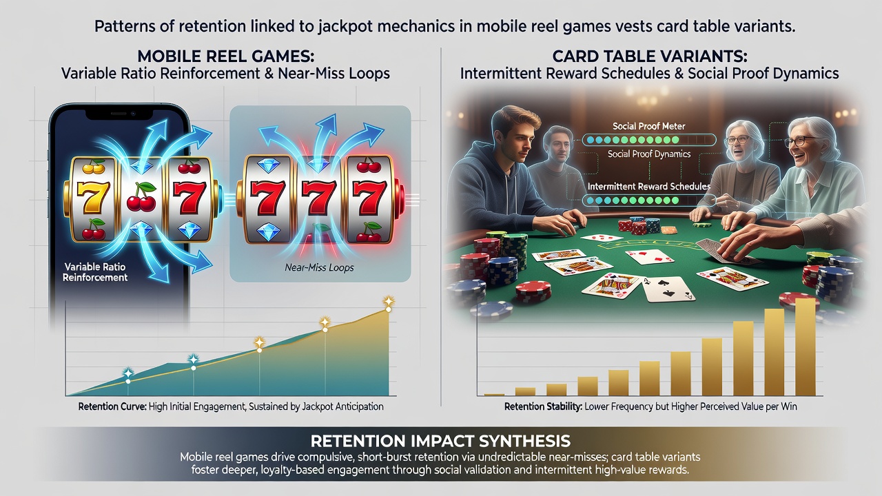 Comparison chart of player retention rates between mobile slots and card games after promotional periods